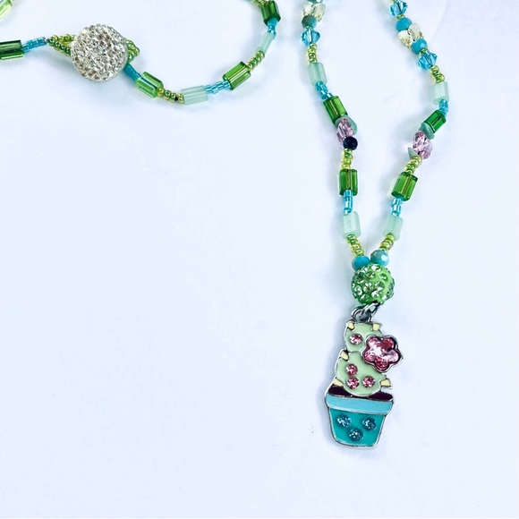 Artisan Crafted Sweet Sparkling Cactus Necklace - Picture 9 of 9